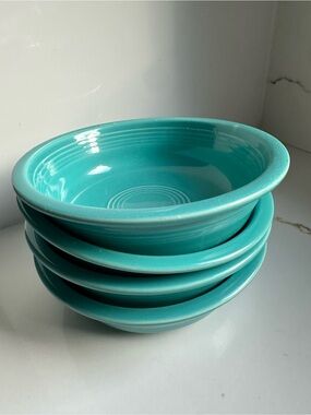 Fiesta Ware Turquoise Cereal Soup Bowls Set of 4 Made in USA